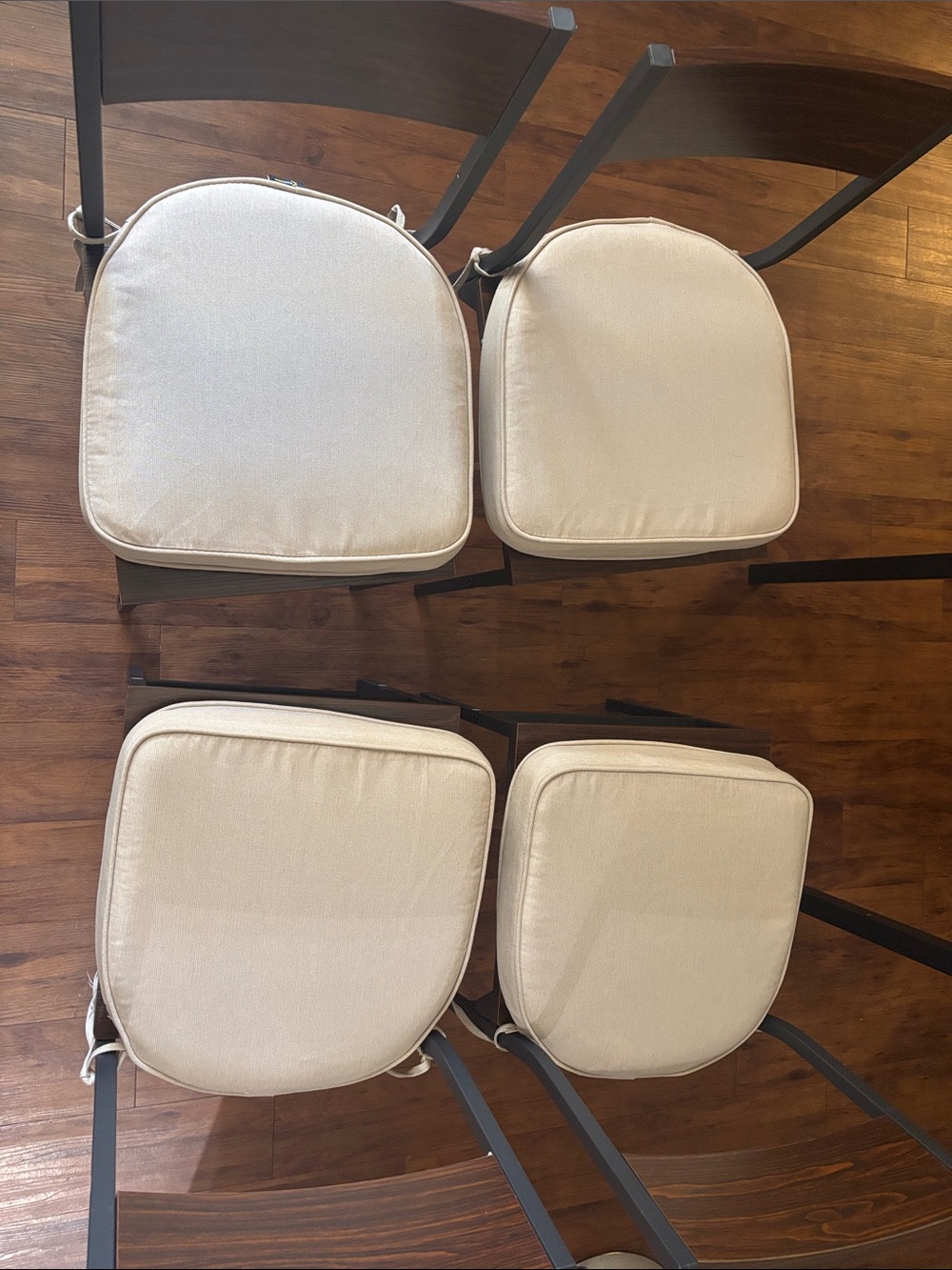 Set of 4 Beige Chair Seat Cushions